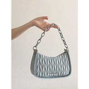 Acrylic Diamond Pattern Crossbody Bag Womens Summer Folded Shoulder Bag Soft PU Material Zipper Closure Casual Style