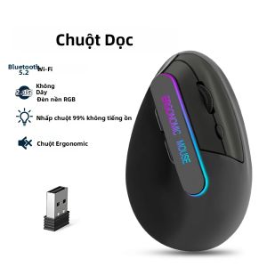 kebidumei | Chuột Không Dây Dọc KEBIDUMEI RGB 1600DPI Bluetooth 6 Nút Chơi Game Có Thể Sạc Lại Bằng USB Phụ Kiện Máy Tính