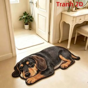 VIKAMA Chó Husky Hình Thảm Sang Trọng Chống Trơn Trượt Có Thể Giặt Được Người Yêu Thú Cưng Trang Trí Nhà Dễ Thương Phòng Ngủ Ban Công Thảm Polyester Mềm Thảm Trải Sàn