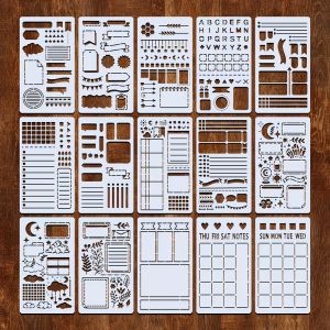 15Pcs Reusable Bullet Stencils Diary Drawing Templates for Painting DIY Scrapbooking Diary Scrapbook Journal Stationery Gifts