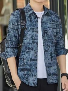 Áo Sơ Mi Nam Thời Trang Ice Lụa Áo Sơ Mi Dài Tay Graffiti Thiết Kế Kem Chống Nắng Áo Khoác Xuân Hè Hàng Mới Về Thoải Mái Phong Cách Tối Giản