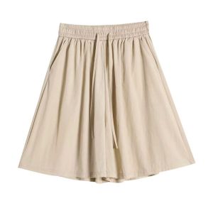 LANGPIN | High Waist Ice Silk Wide Leg Casual Shorts Womens Summer Thin Five-Quarter A-Line Skirt Pants Plus Size Slimming Street Style
