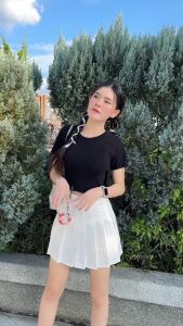 🌈MesubShop🌈เสื้อครอปแขนสั้น ผ้าร่องยืดเยอะ ยืดตามตัว 🩵 ทรงนี้คือใส่ได้ทุกวัน ผ้าคือดีไม่บางไม่ต้องกลัวโป๊ รุ่น นกน้อย