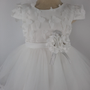 Big Joy Baby Formal Gown White with Applique Butterfly For Ages 3 to 24 MO 564277
