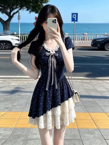 HUAYILING | French Style Charming Floral Dress