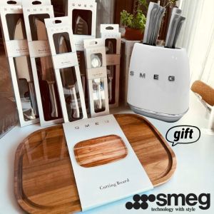 Smeg Knife Set Block Set Stainless Steel 7-Piece Knives Set SMEG Home Kitchen Knife Set Pisau White