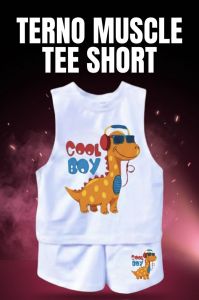 Trendy Kids Muscle Tee short Terno Set – Cute Cartoon Print Sando & Shorts |Cotton spandex Summer Outfit for Boys