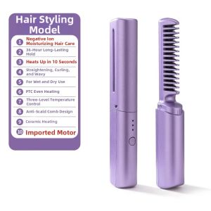 Wireless Portable Mini Hair Straightening Comb Negative Ion No Damage Charging Version Electric Comb Hair Styling Appliance