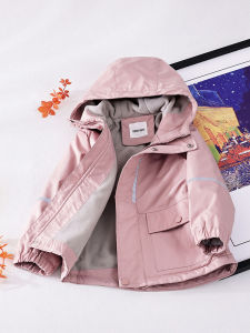 Thickened Fleece Girls Jacket Autumn Winter Outdoor Windproof Childrens Raincoat Hooded Open Cardigan Warm Wear Resistant Long Sleeve Coat