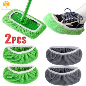 ไม้ถูพื้นแบบใช้ซ้ำได้2 Pcs ไมโครไฟเบอร์ไม้ถูพื้นสำหรับเปลี่ยนถุงหุ้มรองเท้าขี้เกียจซักได้และทนทานทำความสะอาดง่ายผ้าถูพื้น