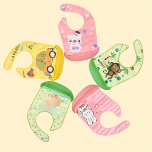 Baby Waterproof Silicone Bib Soft Feeding Saliva Kids Detachable Rice Pocket