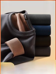 MiiOW | Mens Thermal Underwear Set Fleece Lined Thickened Wool Silk Winter Heating Cold Proof Long Sleeve Round Neck Double Layered