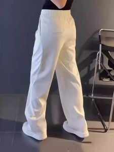 Mens Casual Loose Straight Leg Pants Spring Autumn New Style Sporty Drapey Long Trousers Pure Color Fashionable Youthwear