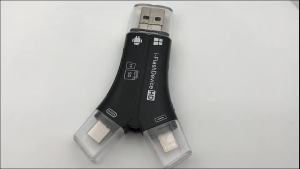USB2.0+Micro+Type-c+Lightning 4-in-1 Multi-interface Card Reader for SD/TF Card for Phone Android iPad I-flashdevice