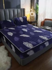 ผ้าปูที่นอนเสริมใยนาโน 5ฟุต/6ฟู เนื้อผ้าหนานูม่านมียางรัดรอบมูมม่าน 56