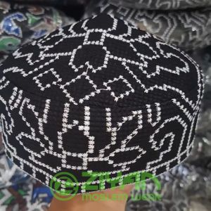 Peci Pakistan Hitam Full Bordir Premium Dewasa Motif Bunga