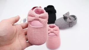 Baby Girls Knitted Floral Prewalker Shoes Anti-Slip Cotton Soft Sole Toddler First Walkers Summer Infant Footwear 0-18 Months