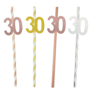 1Bag Paper Straws Number 30th 40th 50th 60th DIY Straws Adult Happy Birthday Drinking Straws Balloon Party Decoration Supplies