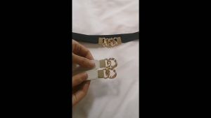 Women's Spring Summer Elastic Waist Belt & Metal Buckle Decorative Dress Shirt