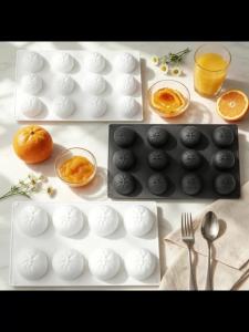 Khuôn Làm Bánh Silicon Cấp Thực Phẩm Orange Design 8 Hoặc 12 Ô Khuôn Làm Mousse Sô Cô La Dụng Cụ Làm Bánh Tráng Miệng Thân Thiện Với Môi Trường