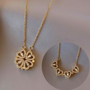 Vòng cổ nữ cỏ 4 lá biến hình titan nguyên chất không gỉ phong cách ins hàn quốc thanh lịch OYJR