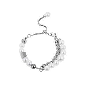 Block Pearl Splicing Mens Bracelet Luxury Minimalist Titanium Steel Jewelry Fashionable Accessory for Boys And Men