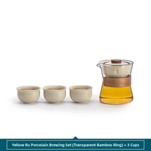 SANXUN | Portable Tea Set with Rotating Infuser 1 Pot 3 Cups