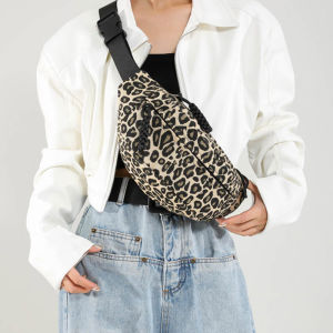 Leopard print Women Waist Pack Canvas Fanny Pack Fashion Chest Bag Fashion Shoulder Crossbody Bags High-quality Waist Belt Bag