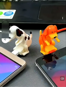 Funny Dog Moving USB Charging Cable Cute Animated Puppy Data Cable for Android Type-C/Lightning