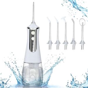 Water Flosser for Teeth Cordless Pulse Oral Irrigator Rechargeable 5 Jet Tip Waterproof Tooth Cleaner Machine Oral Care Preventing Tooth Decay