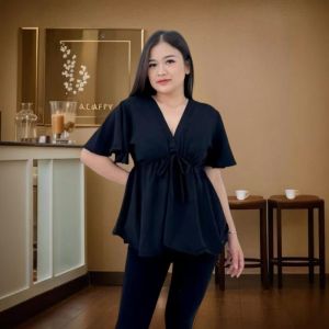 Blouse Wanita Korean Style Model Serut V Neck / Blouse Wanita Terbaru