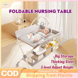 Foldable Baby Changing Station  Wheels & Waterproof Mat | Portable Diaper Table for Nursery Travel | Newborn to Toddler