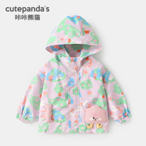 CUTEPANDAS Spring Autumn Childrens Casual Hooded Jacket Baby Boy Girl Clothes Kawaii Style Polyester Fiber Zipper Closure