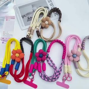 Cartoon Flower Phone Lanyard Universal Crossbody Long Rope Wear-Resistant Neck Strap Suitable for All Mobile Phones