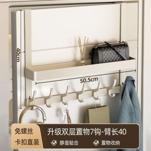 Modern Minimalist Space Aluminum Carbon Steel Wall Mounted Clothes Hanger Rack No Drilling Required for Bedroom Bathroom Dormitory Storage Organizer
