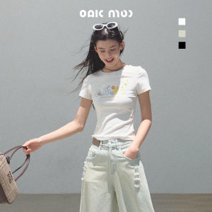 OAKMOO | Áo Thun Slim Fit Tay Ngắn Cổ Tròn Logo Độc Đáo Thông Khí