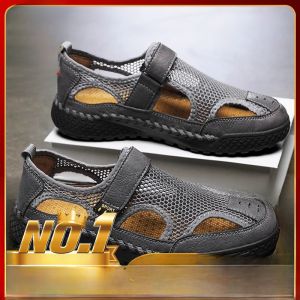SHIPAILUO | Mens Summer Outdoor Driving Sandals Breathable Sporty Flosser Beach Shoes Slip-On Comfortable Mesh Upper Rubber Sole