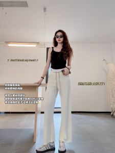 กางเกงขากว้างเอวสูงทรงตรงลำลองสำหรับผู้หญิง ฤดูใบไม้ร่วง/ฤดูหนาว กางเกงขายาวทรงหลวมสบายๆ สไตล์ลำลอง