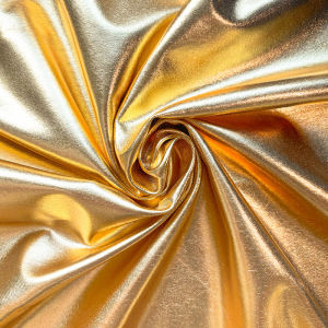 59in X 19in Stretch Shiny Gold Foil Bronzing Spandex Fabric Glossy Material for DIY Stage Cosplay Costume Dress Background Decor