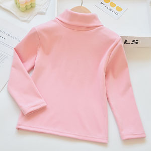 Áo Thun Cổ Cao Tay Dài Cho Bé Gái Mùa Thu Đông Phong Cách Mới Trẻ Em Trai Áo Thun Cotton Co Giãn Thoải Mái Thoáng Khí