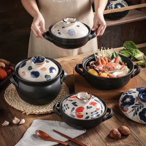 Flame-resistant Hand-painted Ceramic Soup Pot