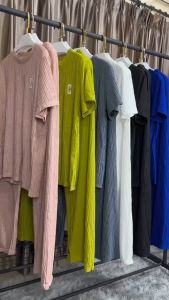 ชุดเซ็ทผู้หญิง 2ชิ้น ลายปัก เสื้อยืดขนสั้น+กางเกงขายาว เนื้อผ้านิ่ม ชุดลำลอง สวมใส่สบาย