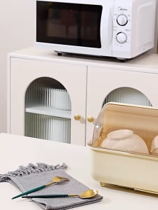 Hộp Đựng Chén Bát Có Nắp Đậy Kín Tủ Bếp Bằng Nhựa Chống Côn Trùng Bụi Có Khay Thoát Nước Tiết Kiệm Không Gian