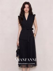 QFN | Hebpurn Style Tummy Control Dual-piece Mesh Dress for Women Spring/Summer