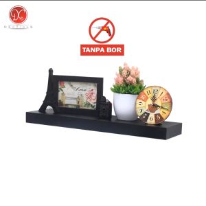 Rak Ambalan Dinding Minimalis 50x15x3cm Hiasan Dekorasi Kamar Aesthetic Tempel Gantung Tanpa Bor