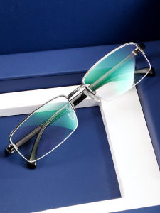 Comfortable Spring Leg Business Semi-frame Titanium Glasses