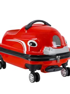 Adorable Childrens Luggage Twist Car Slide Car Tricycle Travel Suitcase Multicolor 18 Inch Childrens Carry-On Bag ABS+PC Material