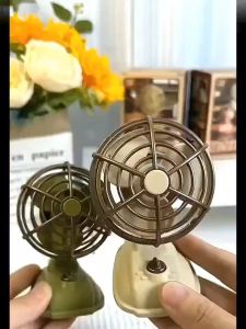 Desk Fan Personal Desk Fan Vintage Ultra Silent Strong Wind 2 Speed Settings USB Rechargeable Portable Desk Fan For Home Dorm