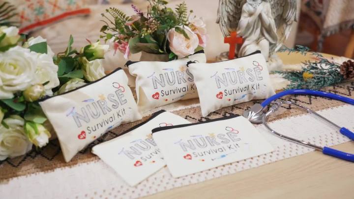20 Pieces Nurse Cosmetic Bag Nurse Survival Kit Makeup Bags Canvas Multi Purpose Zipper Pouch Nurse Practitioner Gifts for Women Nurses School Nurse Practi