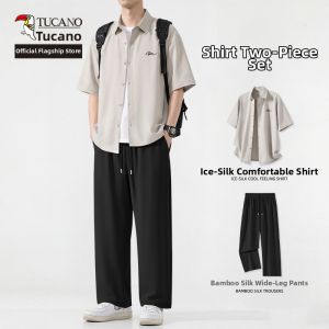TUCANO | Stylish Leisure Set for Men Short Sleeve Shirt Long Pants Combination